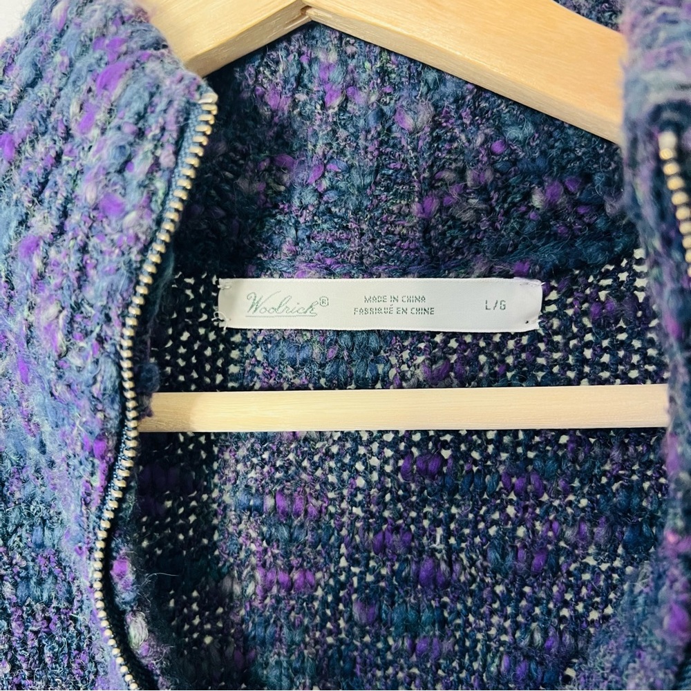 Woolrich Purple Half Zip Marled Knit Sweater - Picture 7 of 12